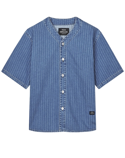 Mads Nørgaard - Striped Denim Paradise Skjorte - Light Blue Wash